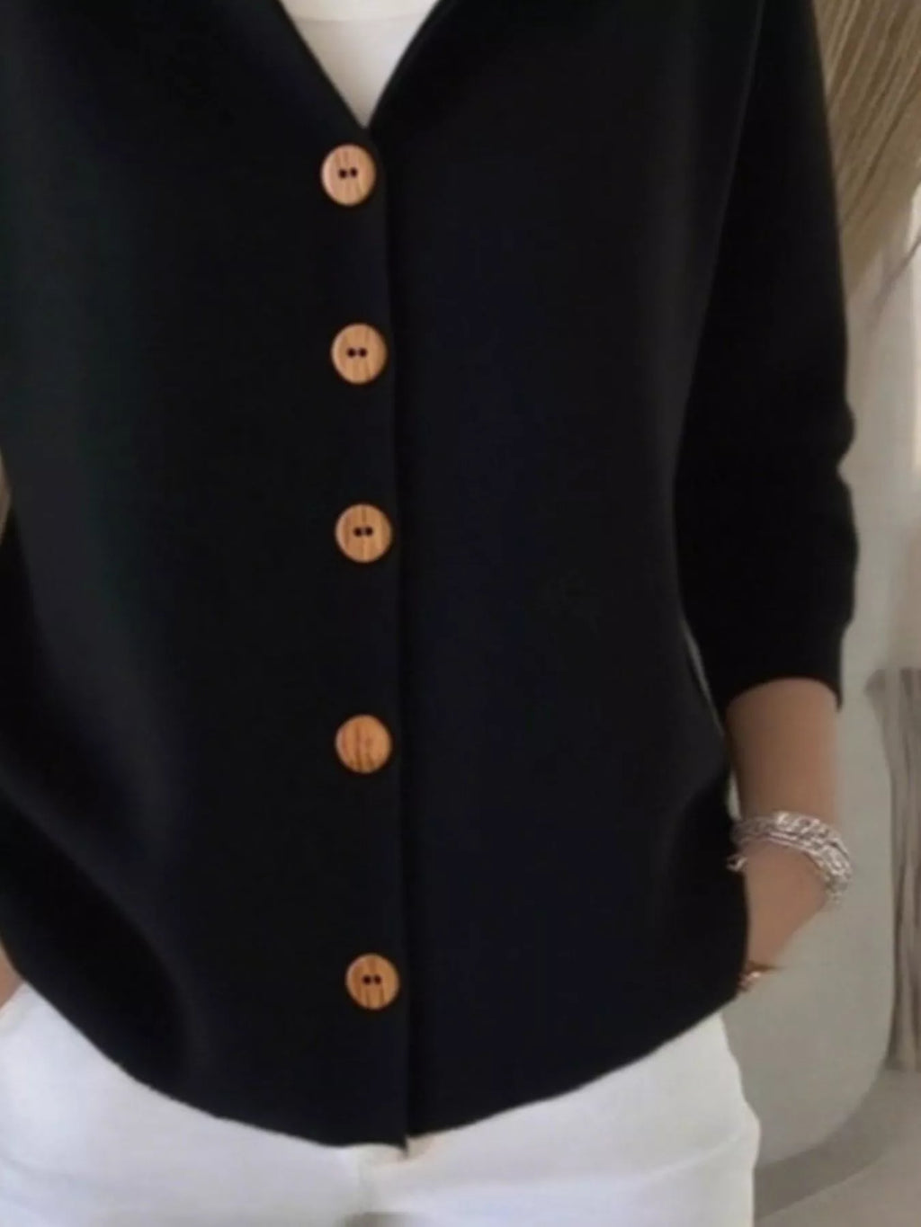 Plus Size Hooded Button-Down Knit Cardigan