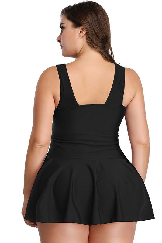Plus Size Ruffle V-Neck One-Piece Swimsuit