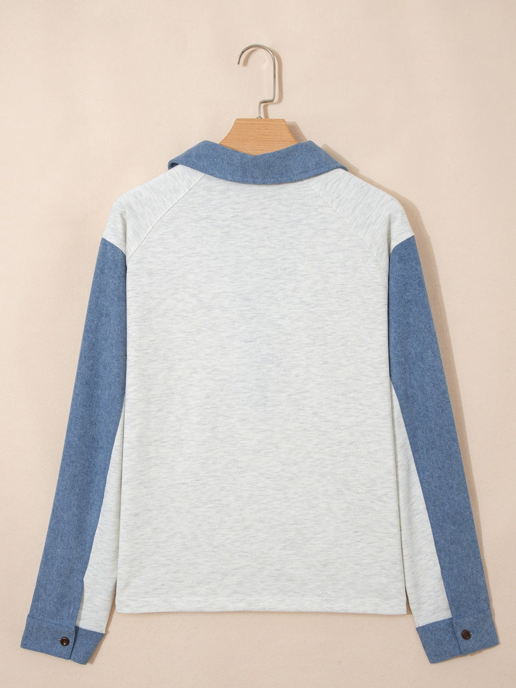 Color Block Button Detail Long Sleeve Top