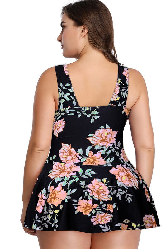 Plus Size Ruffle V-Neck One-Piece Swimsuit
