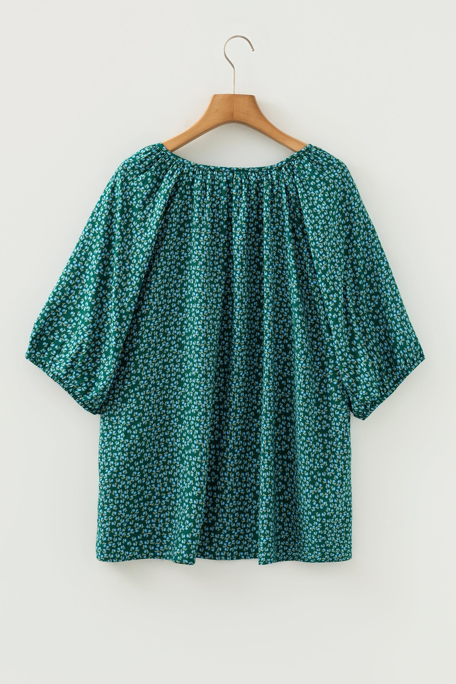 Plus Size Boho Floral Notch V-Neck Top