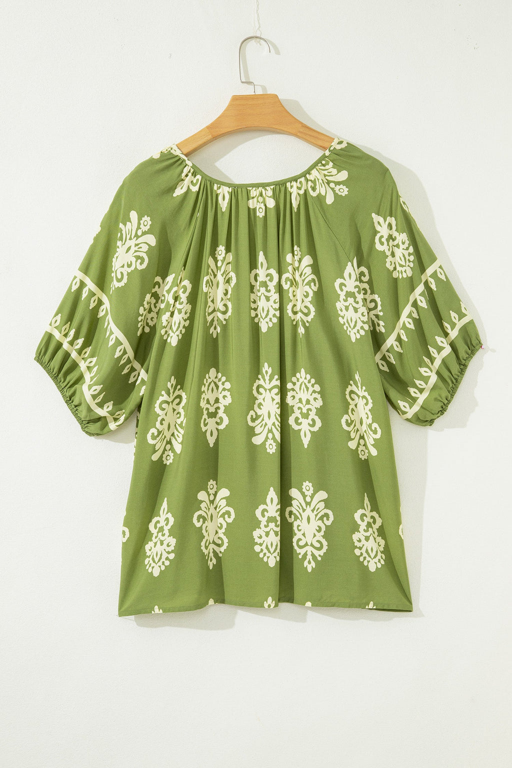 Plus Size Boho Floral Notch V-Neck Top