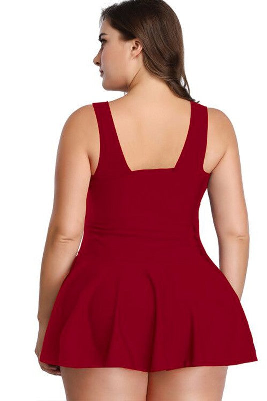 Plus Size Ruffle V-Neck One-Piece Swimsuit