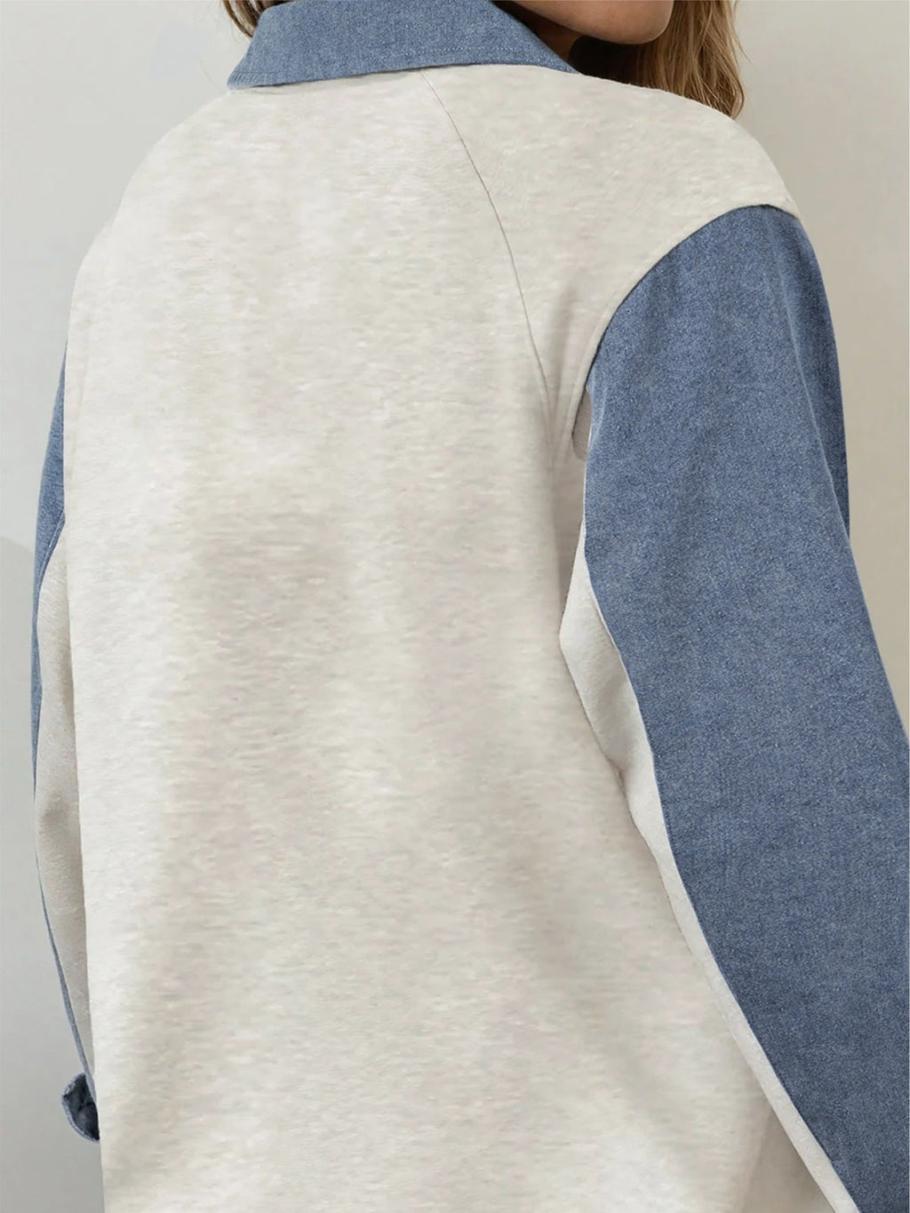Color Block Button Detail Long Sleeve Top