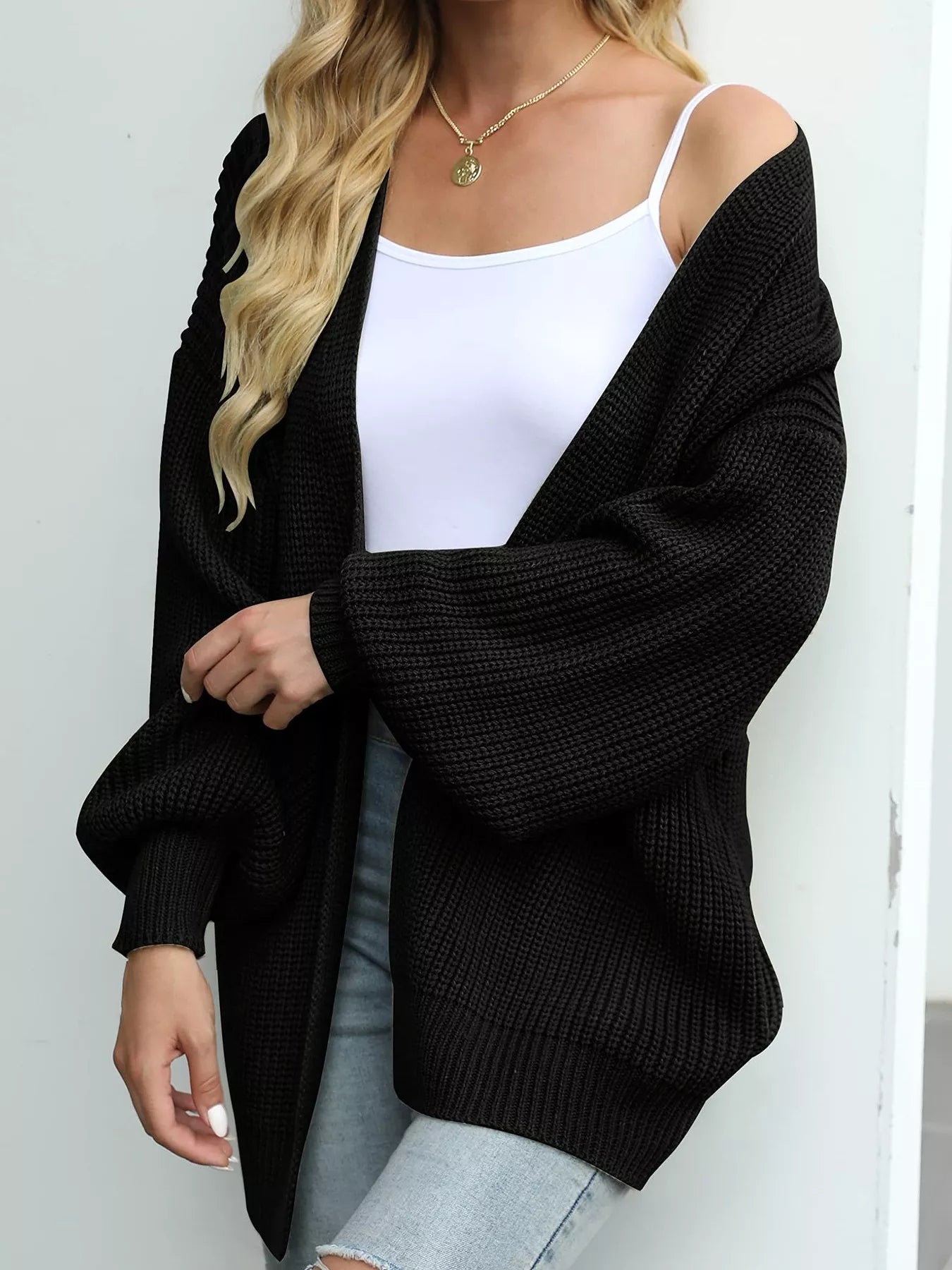 Plus Size Chunky Knit Open Front Cardigan