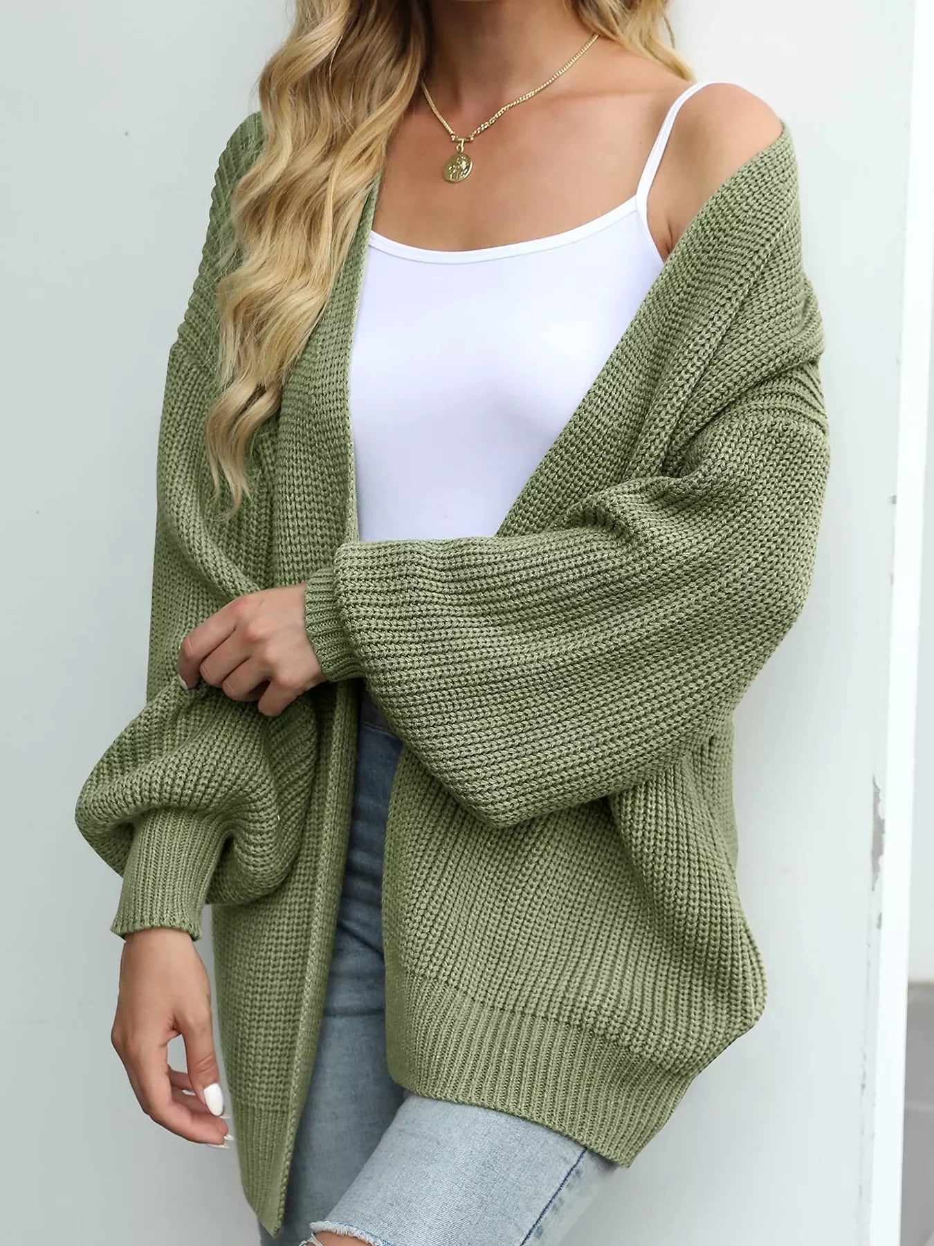 Plus Size Chunky Knit Open Front Cardigan