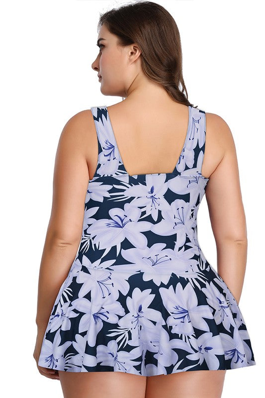Plus Size Ruffle V-Neck One-Piece Swimsuit