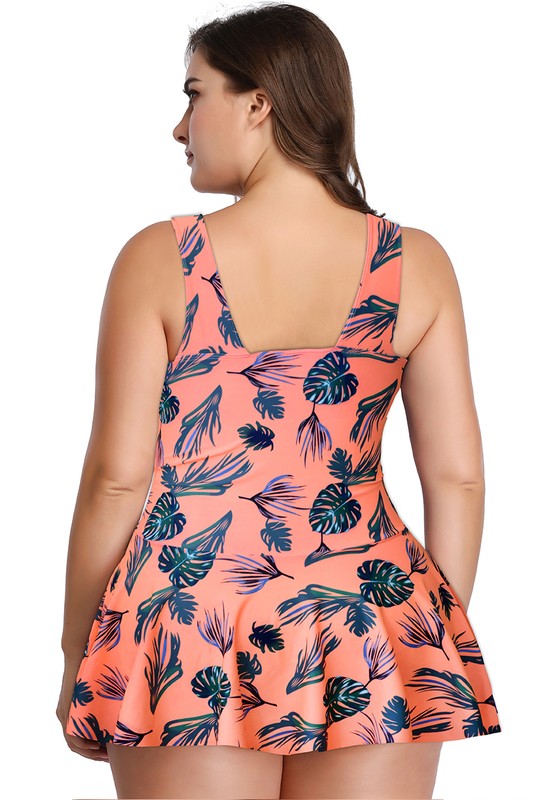 Plus Size Ruffle V-Neck One-Piece Swimsuit