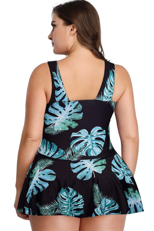 Plus Size Ruffle V-Neck One-Piece Swimsuit