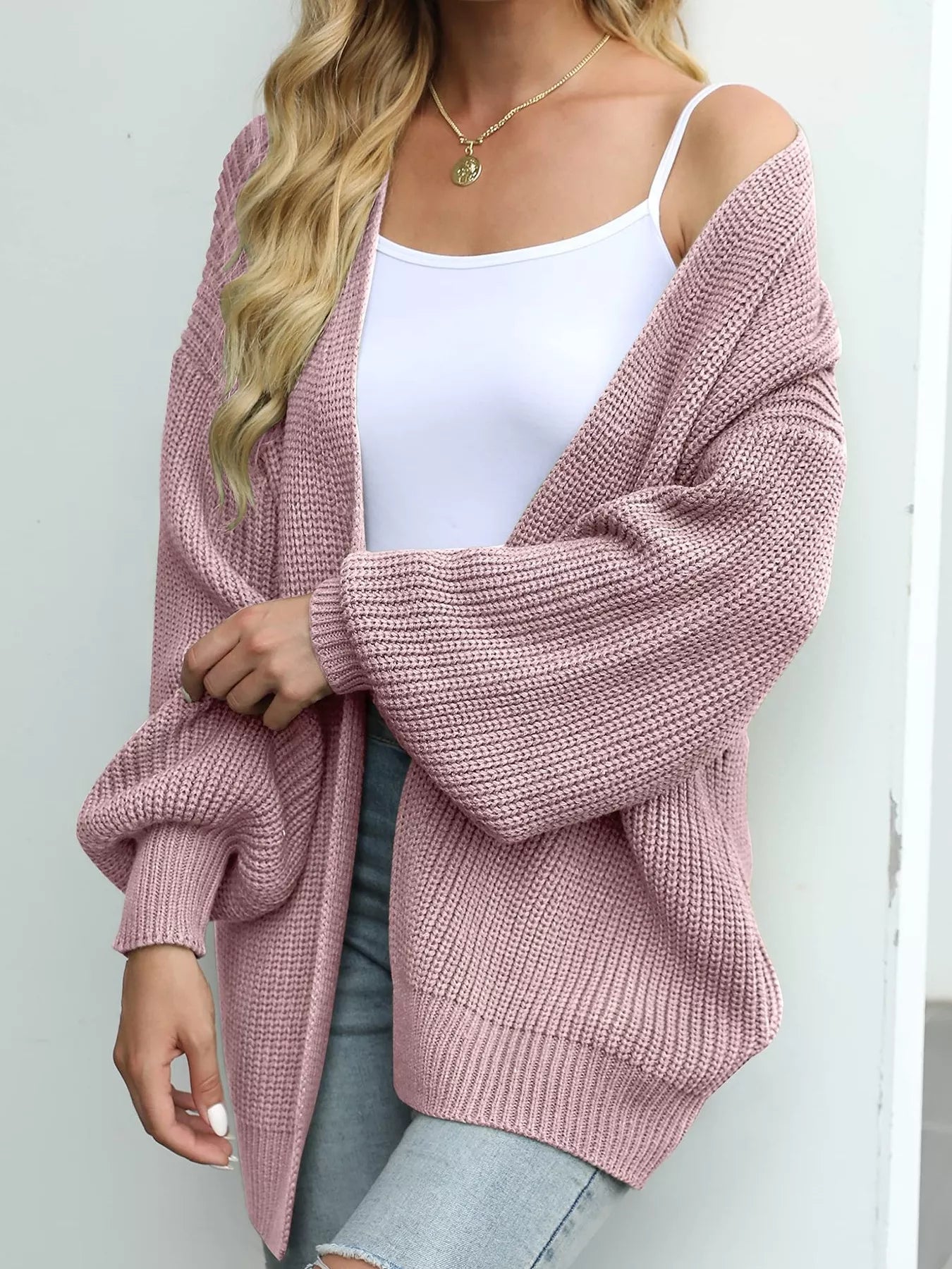 Plus Size Chunky Knit Open Front Cardigan