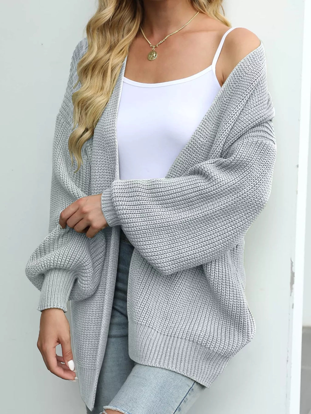 Plus Size Chunky Knit Open Front Cardigan