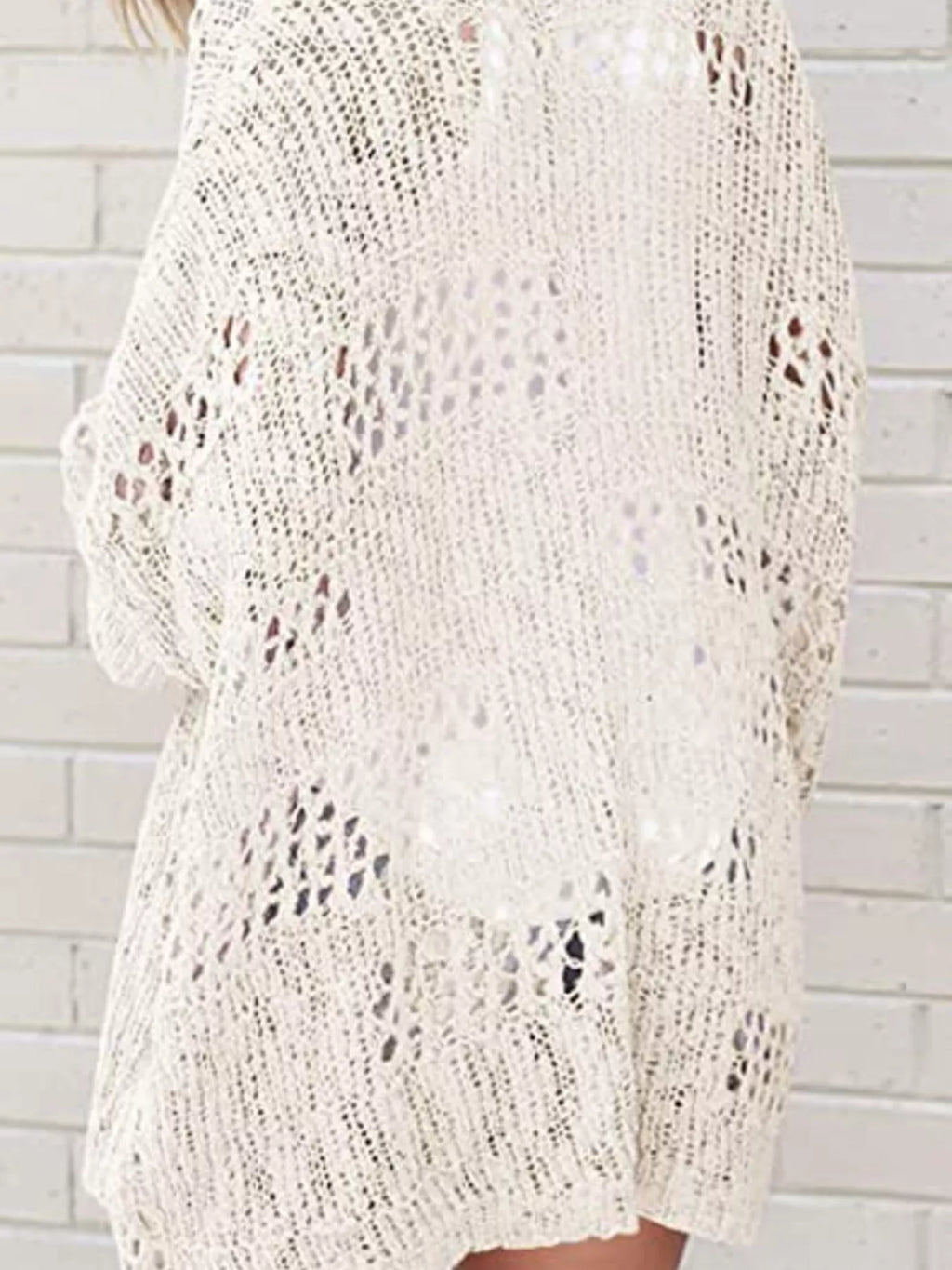 Plus Size Openwork Open Front Lightweight Cardigan
