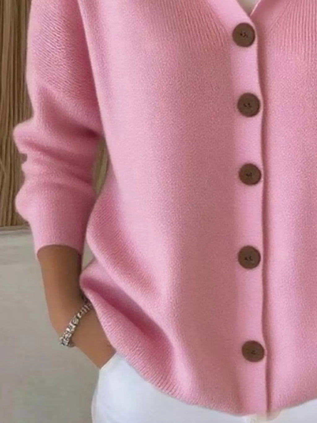 Plus Size Hooded Button-Down Knit Cardigan