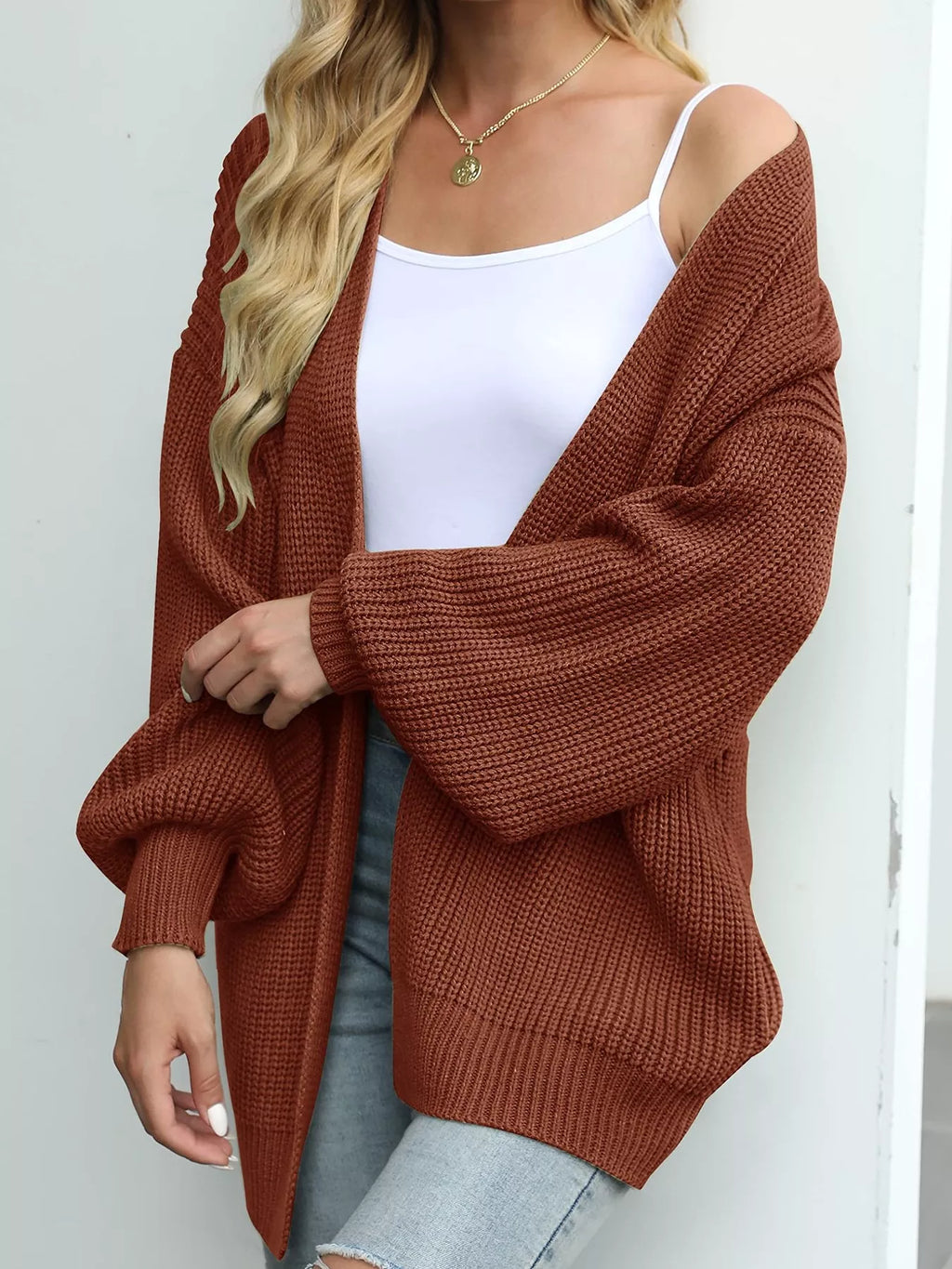 Plus Size Chunky Knit Open Front Cardigan