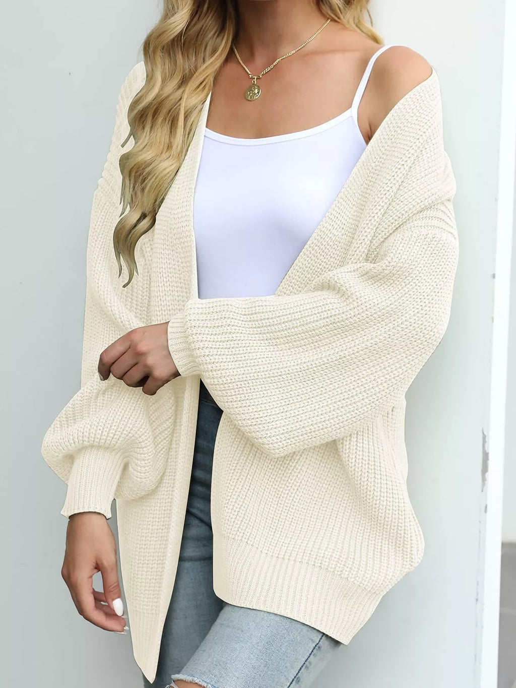Plus Size Chunky Knit Open Front Cardigan