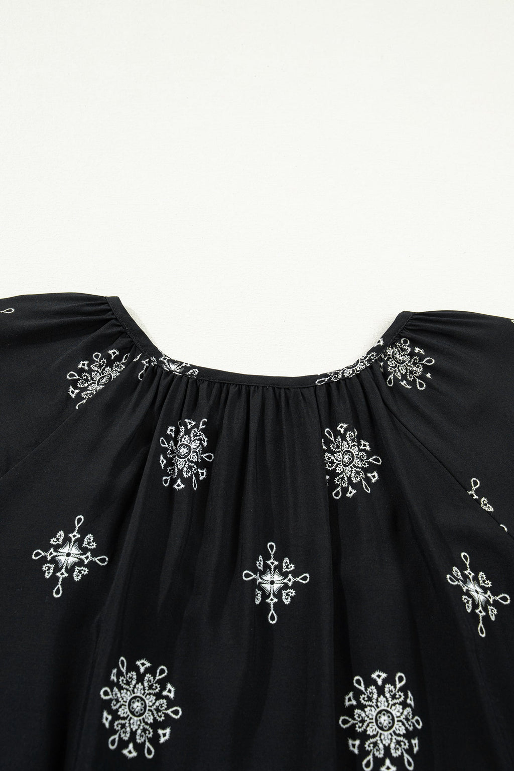 Plus Size Boho Floral Notch V-Neck Top