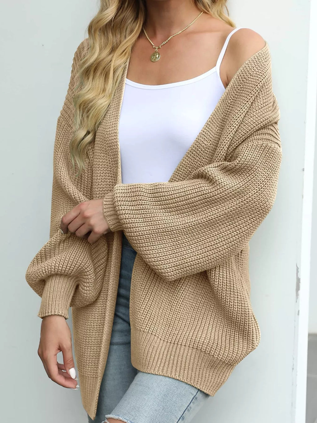 Plus Size Chunky Knit Open Front Cardigan