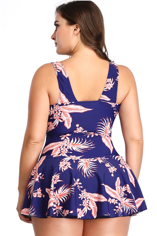 Plus Size Ruffle V-Neck One-Piece Swimsuit