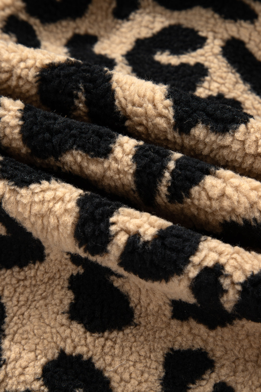 Plus Size Leopard Sherpa Buttoned Vest Jacket
