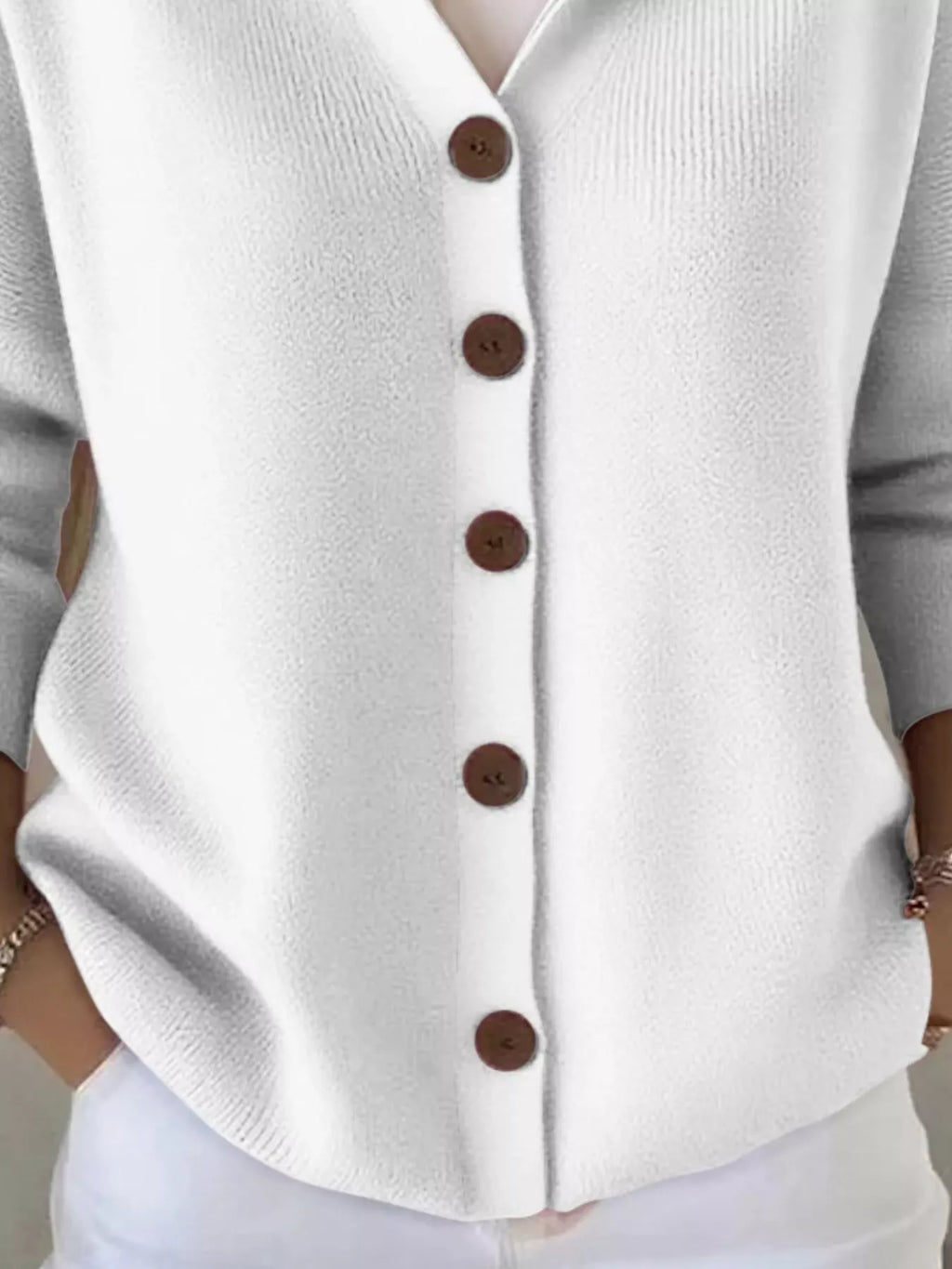 Plus Size Hooded Button-Down Knit Cardigan