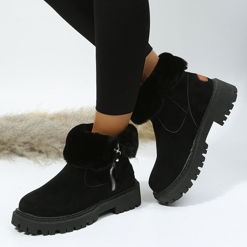 Women's Velvet Lined Cotton Snow Boots