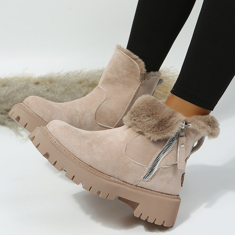 Women's Velvet Lined Cotton Snow Boots