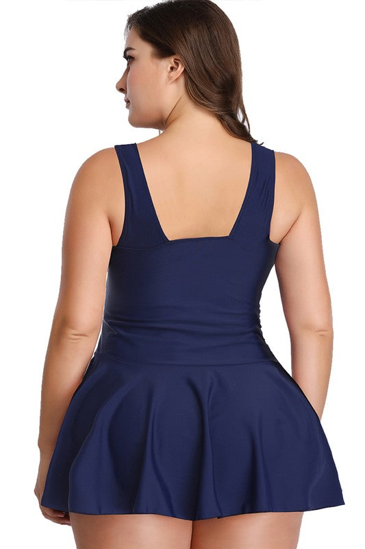 Plus Size Ruffle V-Neck One-Piece Swimsuit