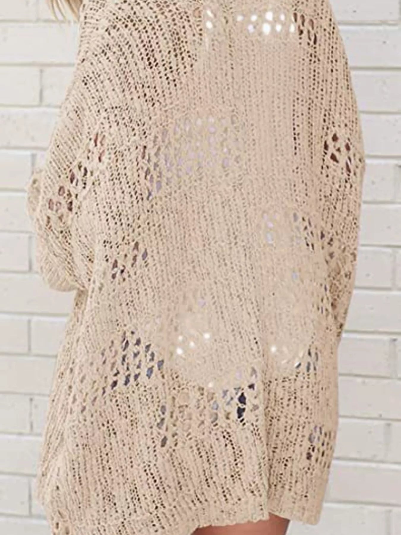 Plus Size Openwork Open Front Lightweight Cardigan