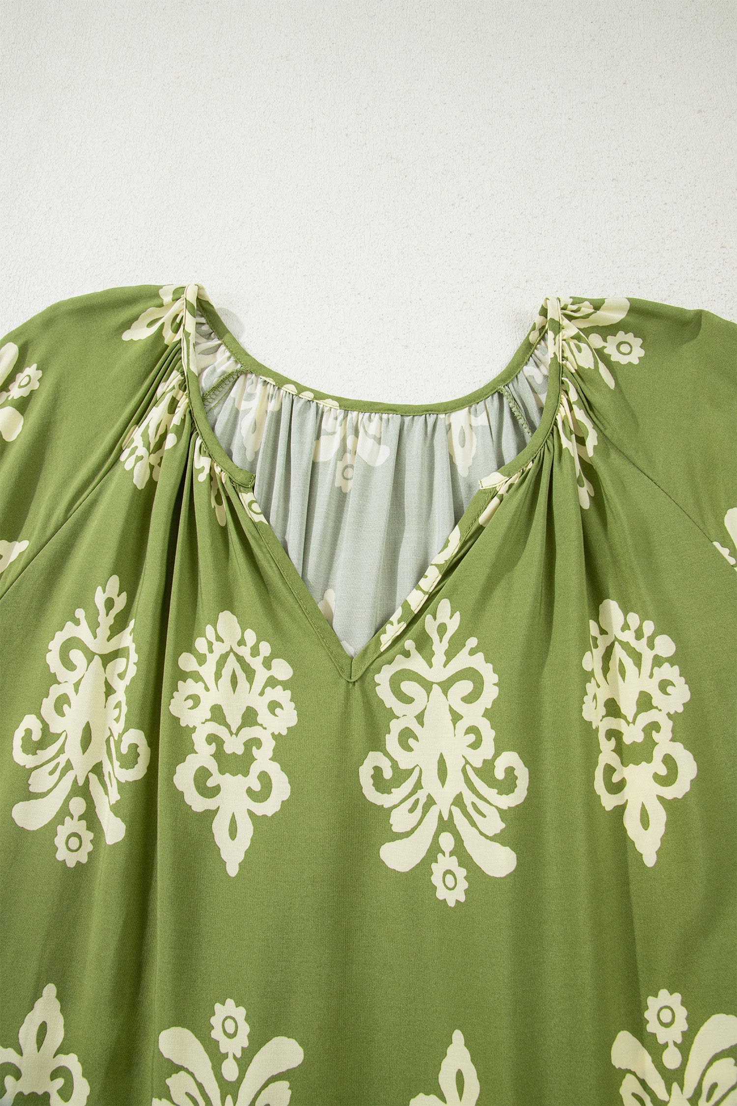 Plus Size Boho Floral Notch V-Neck Top