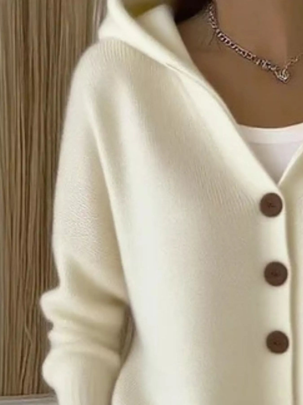 Plus Size Hooded Button-Down Knit Cardigan