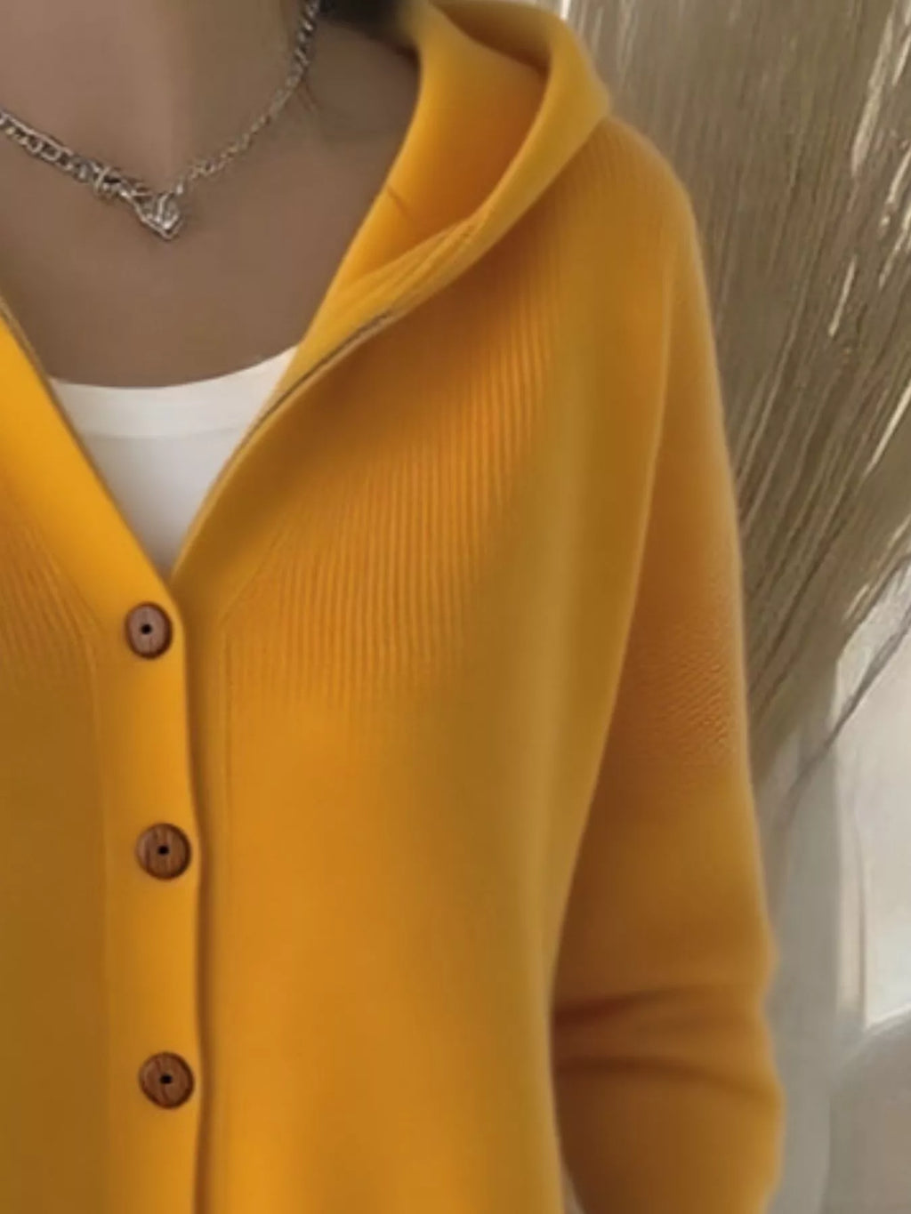 Plus Size Hooded Button-Down Knit Cardigan