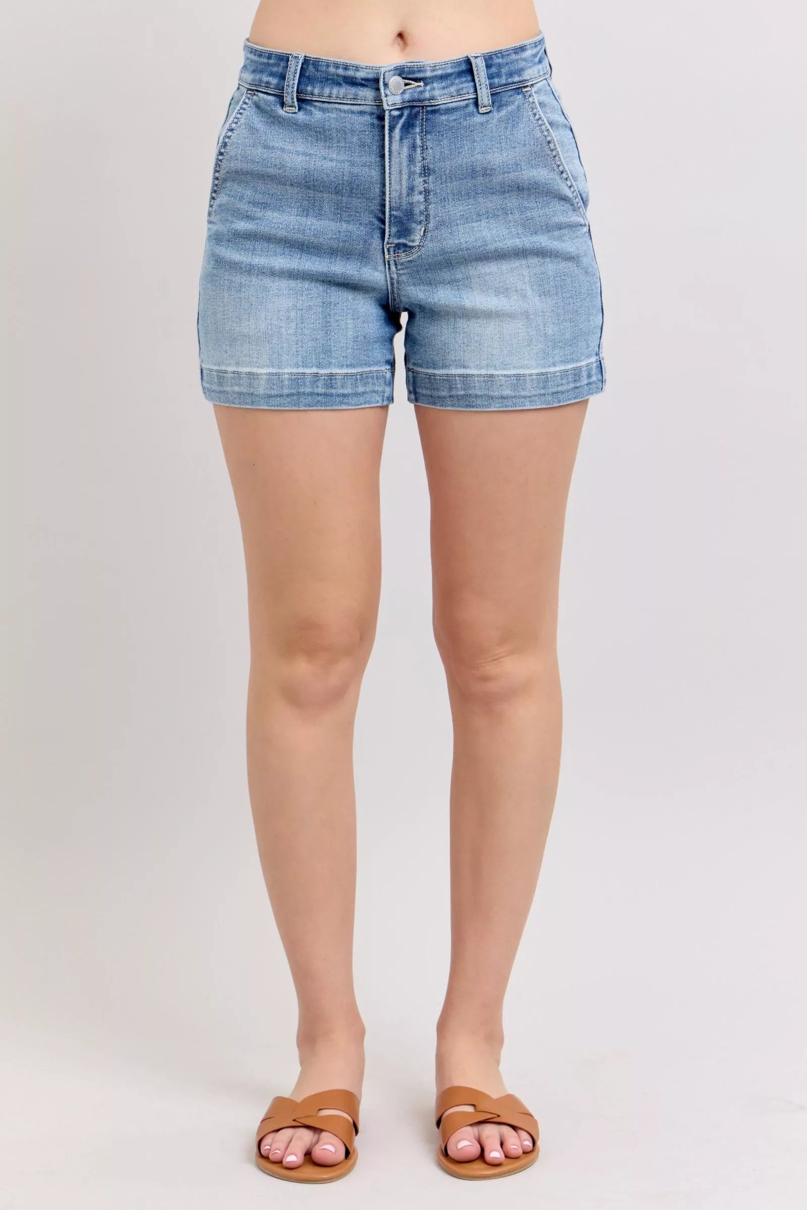 Judy Blue Mid Rise Denim Shorts