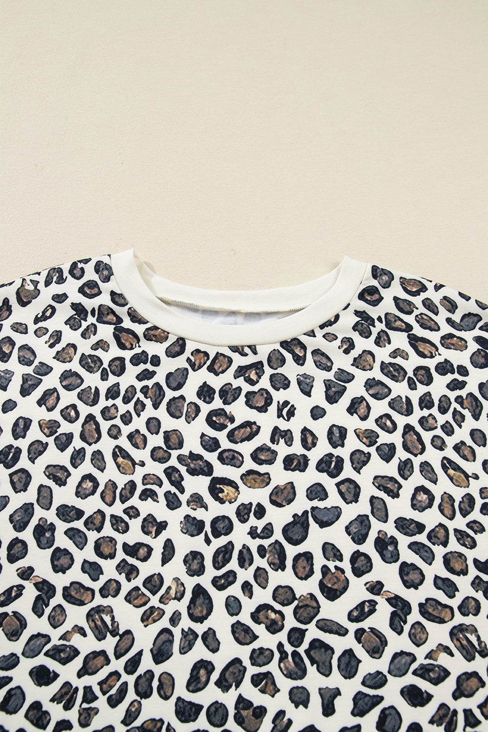 Khaki Leopard Print Pullover & Shorts Set