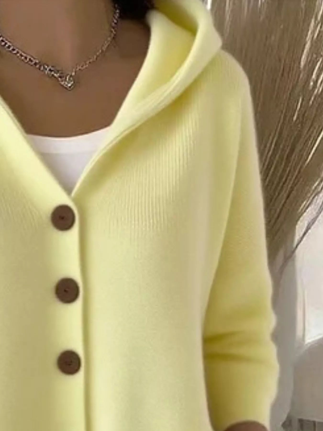 Plus Size Hooded Button-Down Knit Cardigan