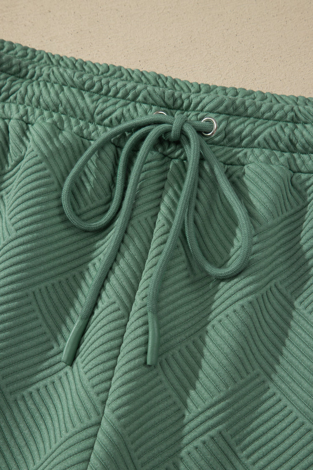Mineral Blue Textured Top & Drawstring Shorts Set