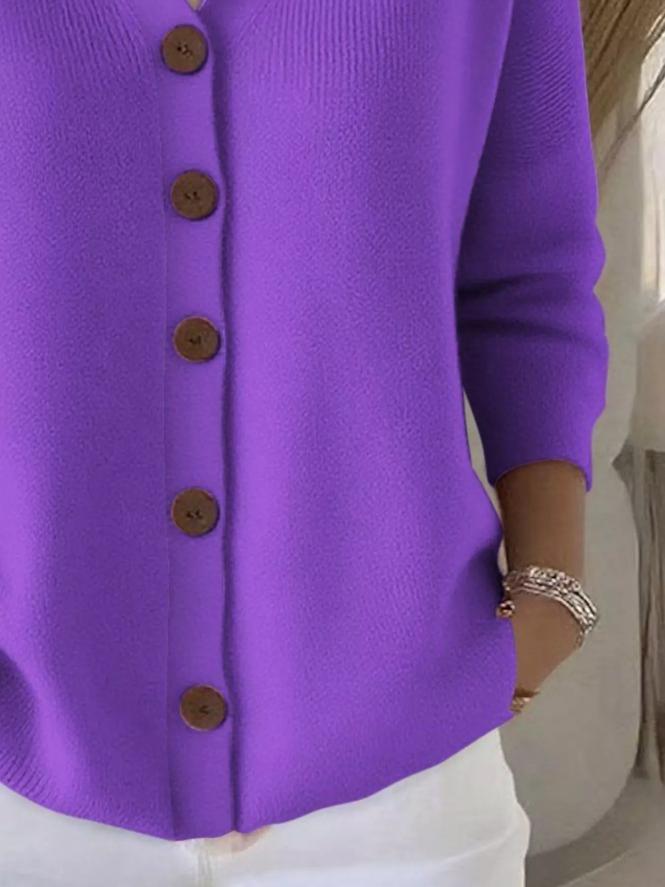 Plus Size Hooded Button-Down Knit Cardigan
