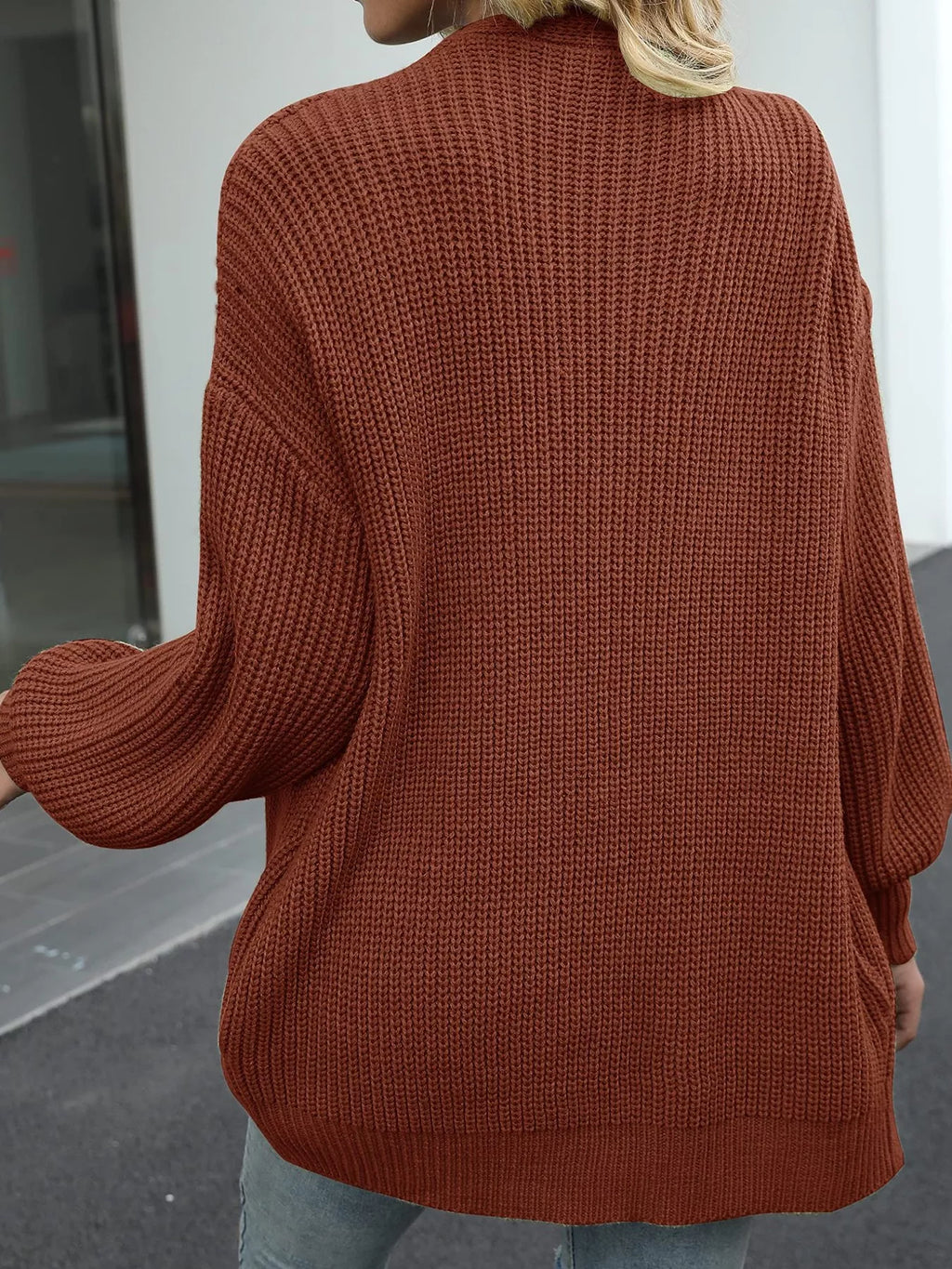 Plus Size Chunky Knit Open Front Cardigan
