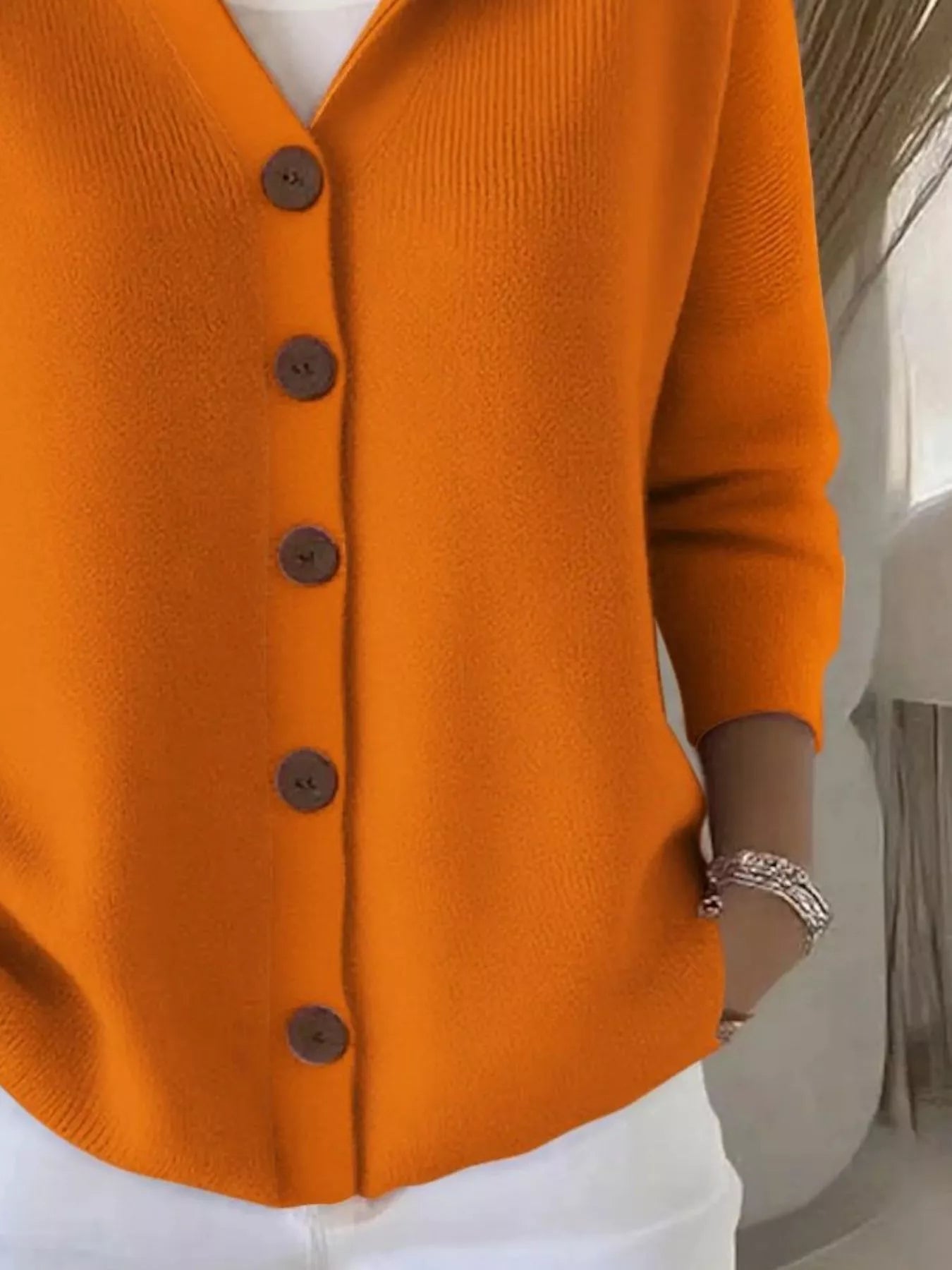 Plus Size Hooded Button-Down Knit Cardigan