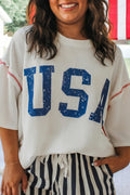 White Vintage USA Twisted Rib Plus Size Tee