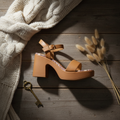 Kolata Faux Leather Pin Buckle Platform Heels