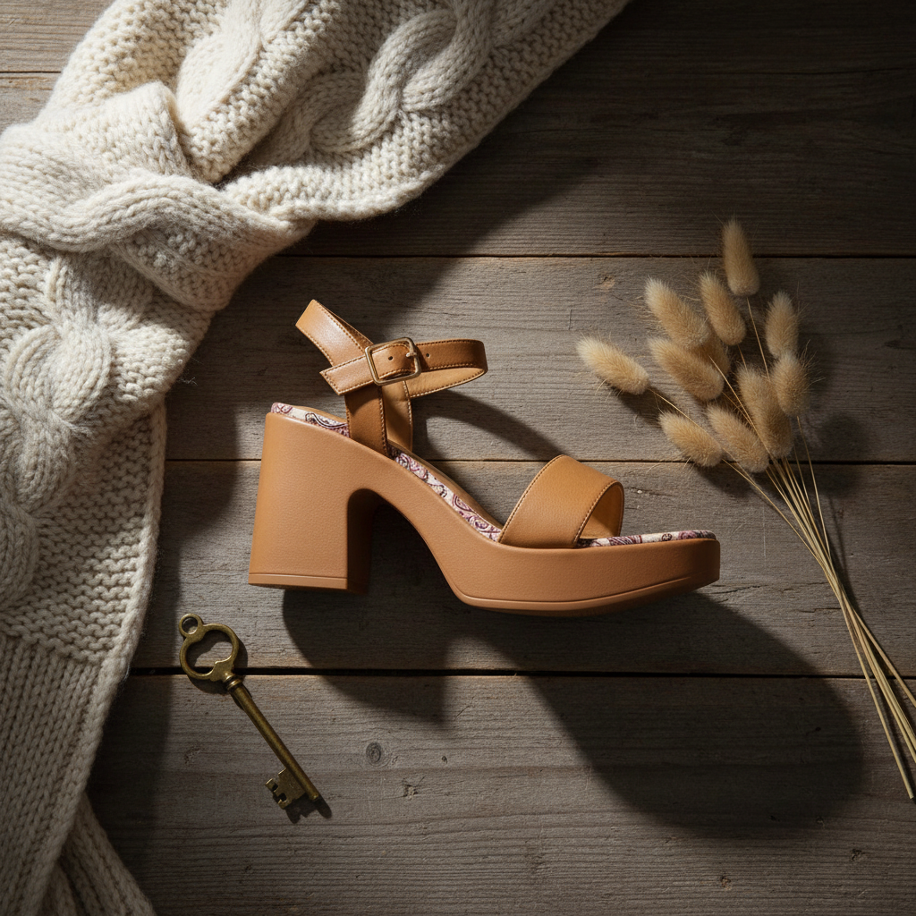 Kolata Faux Leather Pin Buckle Platform Heels