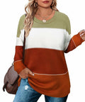 Plus Size Striped Crew Neck Knit Sweater