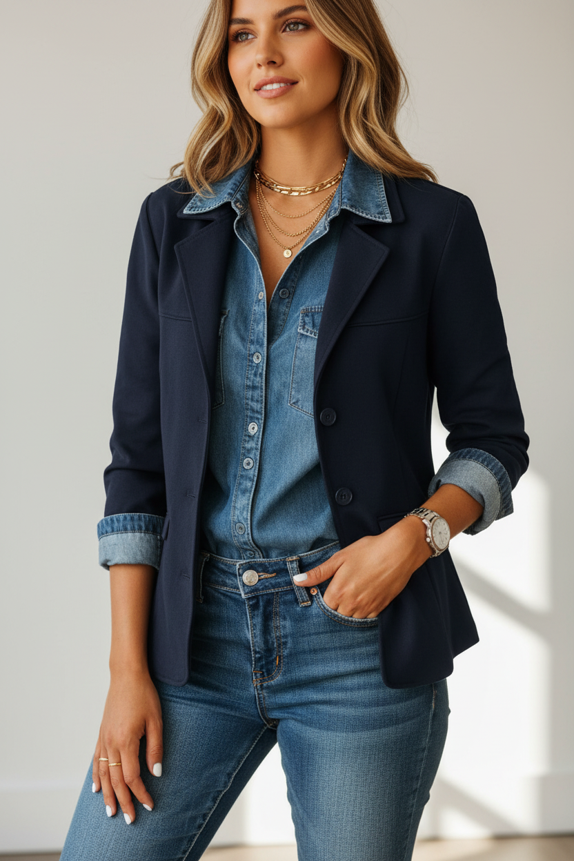 Plus Size Women's Solid Color Blazer Jacket