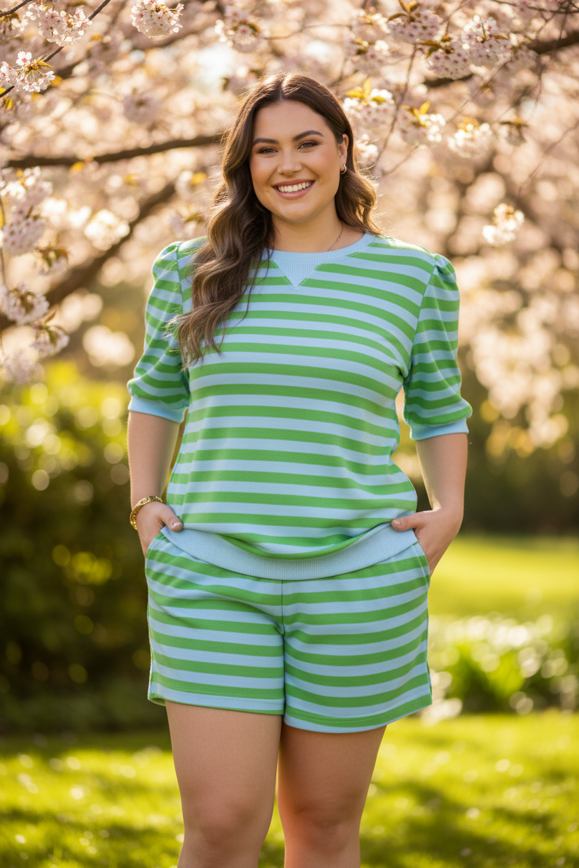 Plus Size Colorblock Stripe Set - Product Reference